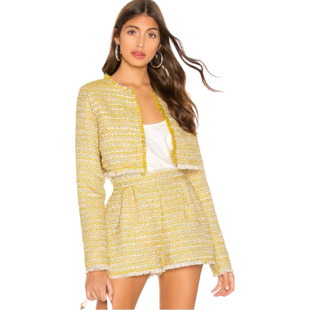 LOVERS + FRIENDS REVOLVE Analee Short Tweed in Sun Yellow